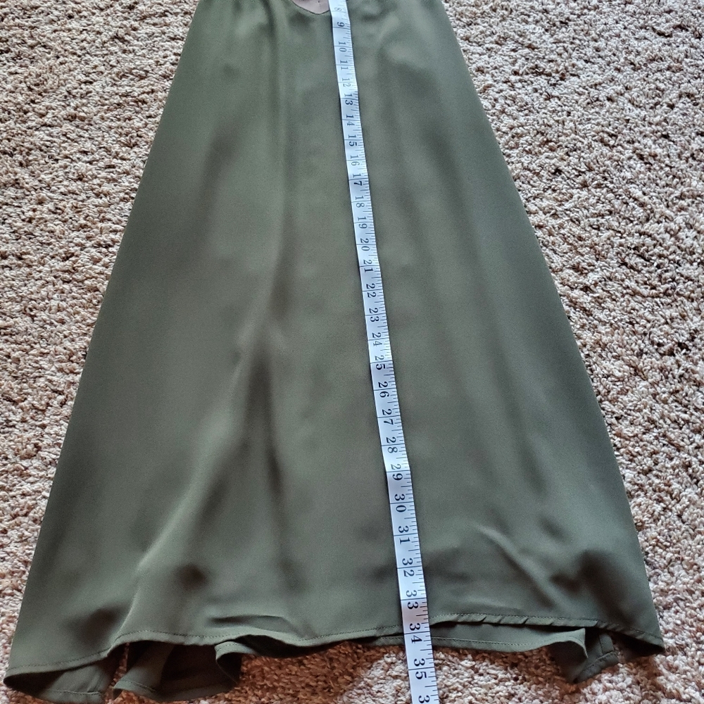 NWT Tempted Reversible Satin Tank Dress Olive Green Tan Spaghetti Strap Size M - Picture 9 of 9